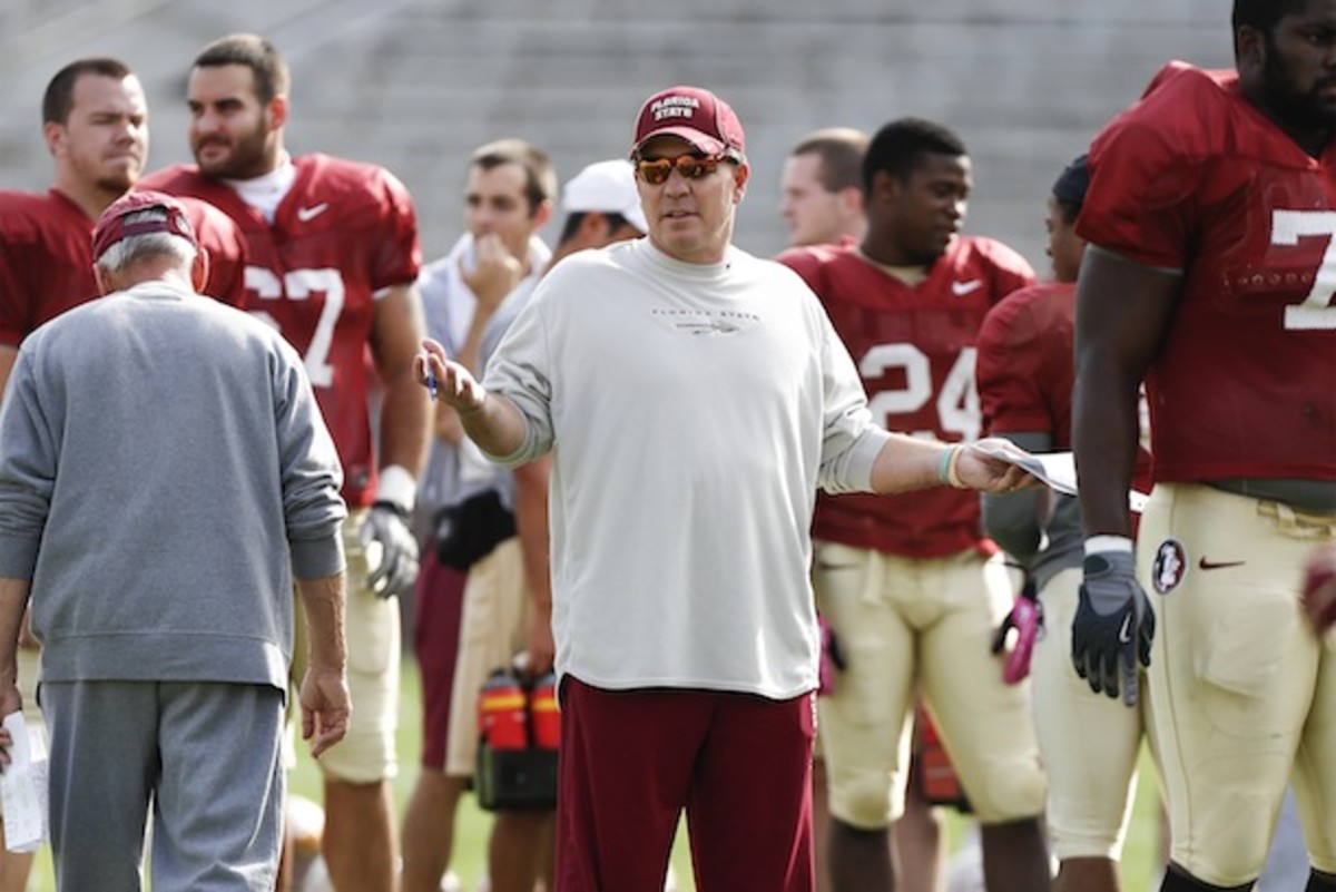 Jimbo Fisher's Seminoles, if they're still Jimbo Fisher's Seminoles, will meet Willie Taggart's Bulls, if they're still Willie Taggart's Bulls, in two years. (AP)